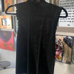 Zara, knit shear sweater top with ruffled collar